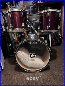 Red pearl drum set used