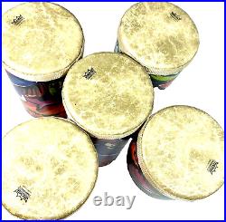 Remo Tubano Cluster Drum Set ET 5005 5 Piece Type 3 Drumheads Tropical Leaf EUC