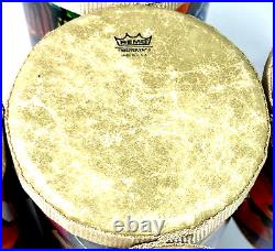 Remo Tubano Cluster Drum Set ET 5005 5 Piece Type 3 Drumheads Tropical Leaf EUC
