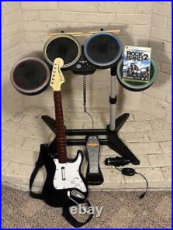 Rock Band 2 Full Set (Game, Guitar, Drums, Sticks, Mic, Pedal) Works Perfect