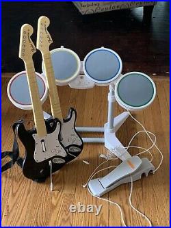 Rock Band / Guitar Hero Wii Drum Set and 2 Guitars
