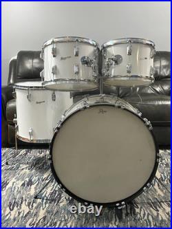 Rogers 70's Script Badge 4pc Drum Set Very Nice White