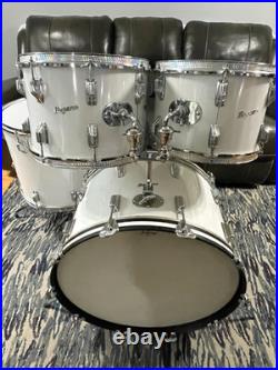Rogers 70's Script Badge 4pc Drum Set Very Nice White