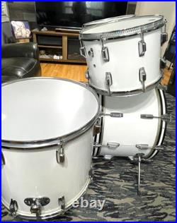 Rogers 70's Script Badge 4pc Drum Set Very Nice White
