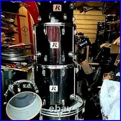 Rogers Drums Drum Black Set Huge 9pc Double Bass Stands Pedal Zildjian Paiste Lp