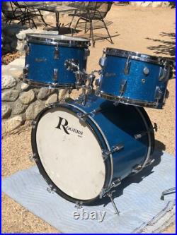 Rogers Vintage Holiday Blue Sparkle Drum Set Dayton, Oh 12, 13, 16, 20 One Owner