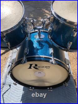 Rogers Vintage Holiday Blue Sparkle Drum Set Dayton, Oh 12, 13, 16, 20 One Owner
