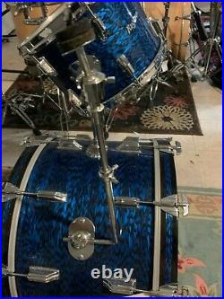 Rogers Vintage drum set. Blue Oynax + Cases