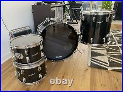 Rogers vintage 4-piece drum set, 9/72 early Fullerton-era in ebony