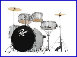 Rogue 5-Piece Complete Drum Set Silver Metallic RGD0520 Slightly Used