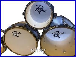 Rogue 5-Piece Complete Drum Set Silver Metallic RGD0520 Slightly Used