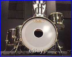 SJC Custom Drums Black Gold Glitter 4pc Drum Set