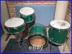 SLINGERLAND 60s Vtg Bop Drum Set Kit 8x12 14x14 14x18 Snare Hollywood Ace 4-Pc