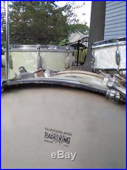SLINGERLAND RADIO KING DRUM SET 13 16 24 WHITE MARINE PEARL1950s with94 snare reis