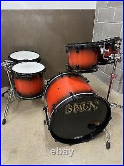 SPAUN CUSTOM MAPLE DRUMSET 10-12-14-16-22 Red Burst Black Hardware