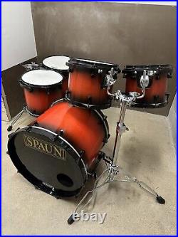 SPAUN CUSTOM MAPLE DRUMSET 10-12-14-16-22 Red Burst Black Hardware