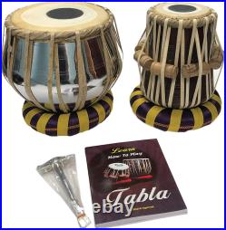 Satnam Bayan Hand Crafted Professional Tabla Drum Set Hammer Music Book Steel