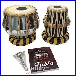 Satnam Bayan Hand Crafted Tabla Drum Set for Beginners withMusic Book Steel