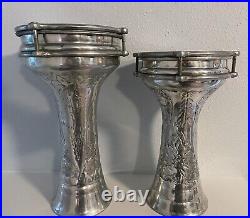 Set of 2 Rhythm Fusion embossed aluminum darbuka hand drums, 13.5 and 12