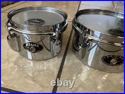 Set of Vintage Chrome steel Mini Timbales 6, 8 and 10 excellent conditions
