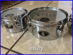 Set of Vintage Chrome steel Mini Timbales 6, 8 and 10 excellent conditions