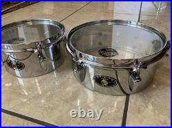 Set of Vintage Chrome steel Mini Timbales 6, 8 and 10 excellent conditions