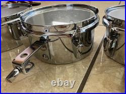 Set of Vintage Chrome steel Mini Timbales 6, 8 and 10 excellent conditions