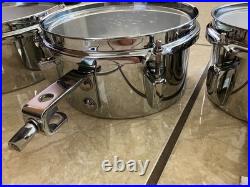 Set of Vintage Chrome steel Mini Timbales 6, 8 and 10 excellent conditions