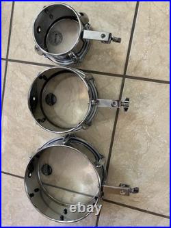 Set of Vintage Chrome steel Mini Timbales 6, 8 and 10 excellent conditions