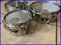 Set of Vintage Chrome steel Mini Timbales 6, 8 and 10 excellent conditions