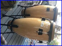 Set of large floor bongos on adjustable stands
