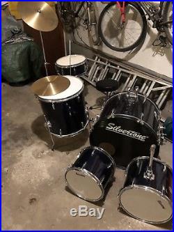 Silvertone Pro Five Piece Drum Set/Kit Package slightly used 9/10 condition