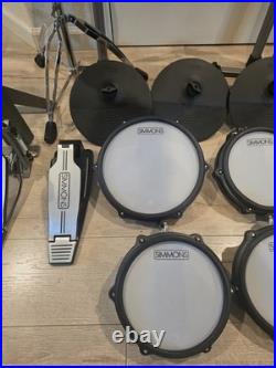 Simmons Titan 50 Electronic Drum Kit Mesh Heads Pedals Module Rack Throne Tested