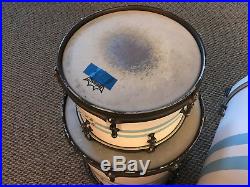 Sjc custom drum set 22/12/14/16 Flat White and Sky Blue Wrap