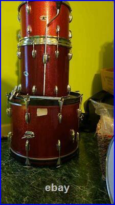 Slingerland 1970s red sparkle drum set 13 14 20