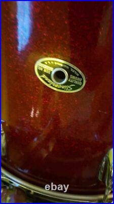 Slingerland 1970s red sparkle drum set 13 14 20