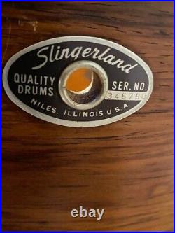 Slingerland 5 Pc Mahogany Finish Drum set with Chrome snare. WILL SHIP