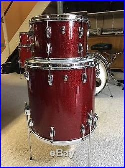 Slingerland Drum Set 1965 Sparkling Red Pearl 22 16 12 Original Matching Kit