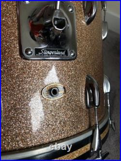 Slingerland Drums 3Piece Set Champagne Sparkle Black and Gold Badge
