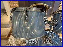 Slingerland Vintage 12-13-16-22 Drum Set Concert Toms Blue Satin Flame