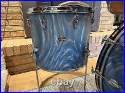 Slingerland Vintage 12-13-16-22 Drum Set Concert Toms Blue Satin Flame