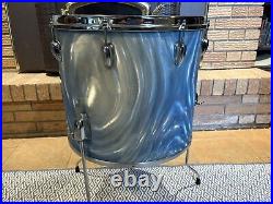 Slingerland Vintage 12-13-16-22 Drum Set Concert Toms Blue Satin Flame