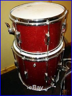 Slingerland Vintage 1950's Club Date 3 pc Drum Set 12, 14, 20 Red Sparkle