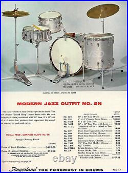 Slingerland Vintage 60's Jazz Drum Set Sparkle Champagne Pearl, Zildjain Cymbals