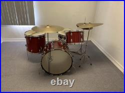 Slingerland Vintage Drum Set Red Sparkle See Photos 4 Hard Cases Included