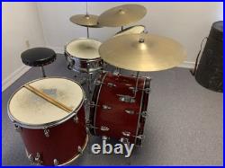 Slingerland Vintage Drum Set Red Sparkle See Photos 4 Hard Cases Included