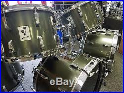 Sonor 1980's Phonic 7 Piece Shell Kit Olive Green Drum Set