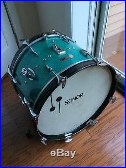 Sonor 60's Teardrop Turquoise Sparkle 3 pc Drum set 20 bass 13 tom 14 Snare