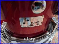 Sonor Made in Germany Mid 70's Champion Metallic Red 4 Pc Drum Set 22, 16, 8, 9