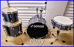 Sonor Safari 4pc Travel Jazz Bop Drum Kit Blue Sparkle